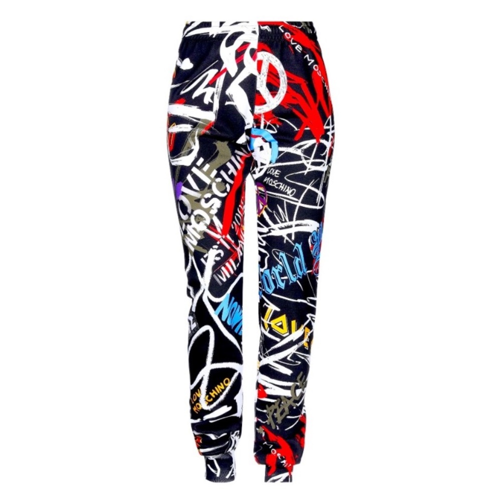 MOSCHINO LOVE GRAFFITI JOGGERS COTTON FABRICATION SIZE US 4 - Picture 2 of 13